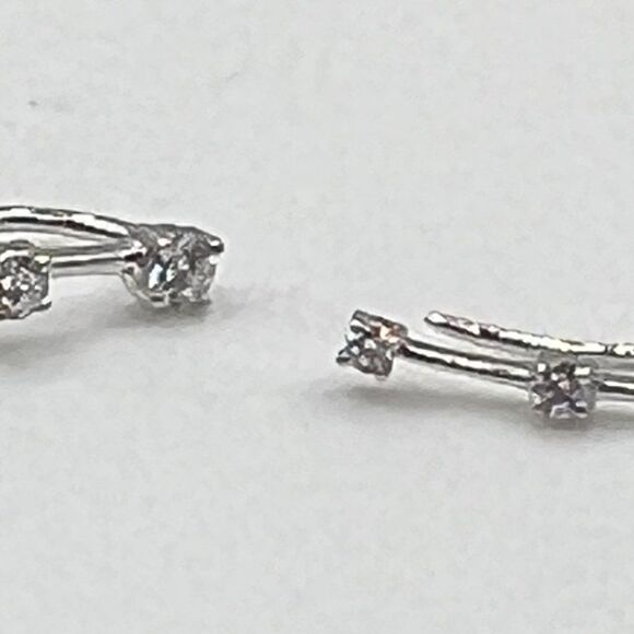 14K White Gold Lab Grown Diamond Earring Climbers - Picture 3 of 6